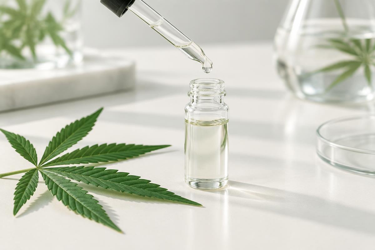 Illustrative glass dropper and sample vial representing the importance of checking CBD laboratory reports